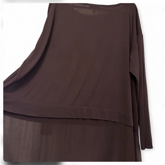 Eileen Fisher 100% Silk Brown Layered Tunic Top 3X Lagenlook Minimalist Airy - Picture 7 of 8